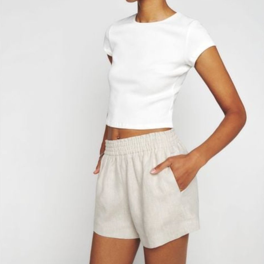 Reformation Mila Linen Short in Oatmeal (XS)